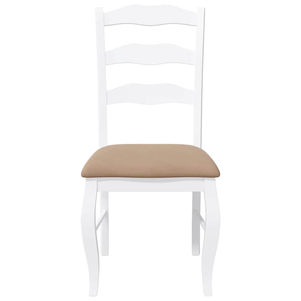 vidaXL Chaises de salle à manger avec coussins 2 pcs Blanc Bois d'hévéa massif