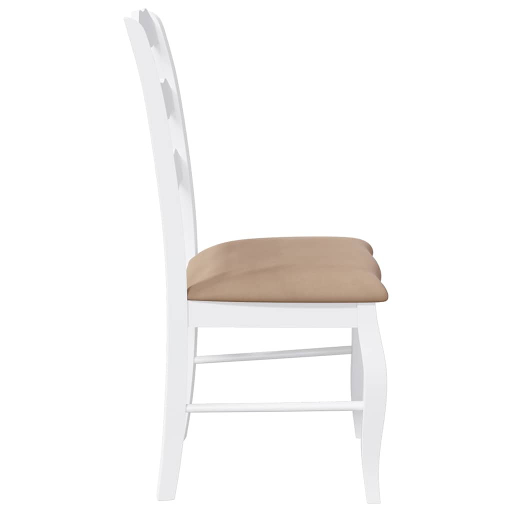 vidaXL Chaises de salle à manger avec coussins 2 pcs Blanc Bois d'hévéa massif