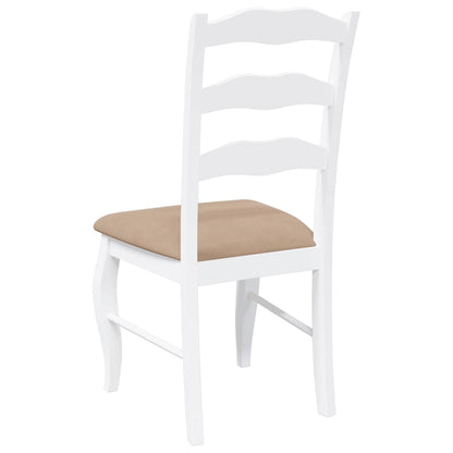 vidaXL Chaises de salle à manger avec coussins 2 pcs Blanc Bois d'hévéa massif