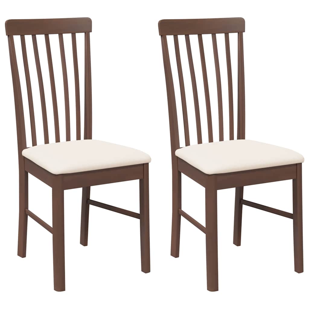 vidaXL Chaises de salle à manger avec coussins 2 pcs Marron Bois d'hévéa massif
