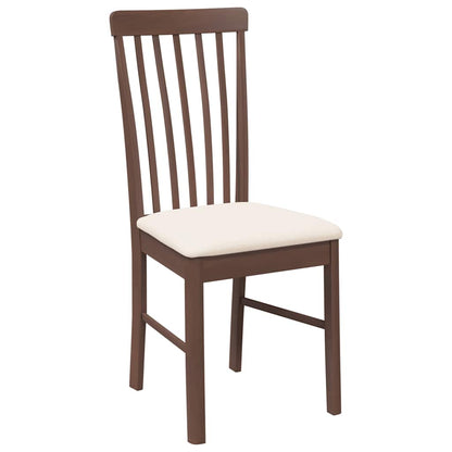 vidaXL Chaises de salle à manger avec coussins 2 pcs Marron Bois d'hévéa massif