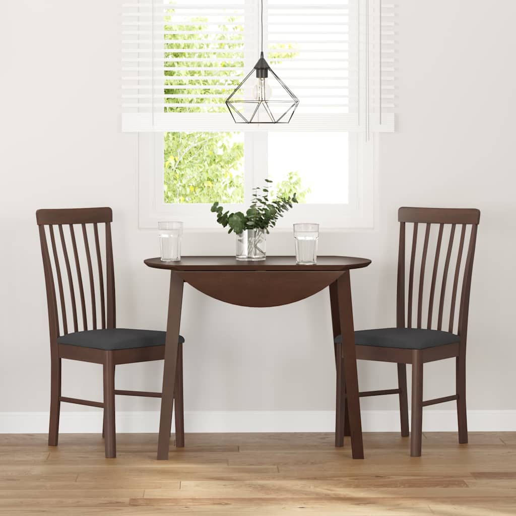 vidaXL Chaises de salle à manger avec coussins 2 pcs Marron Bois d'hévéa massif