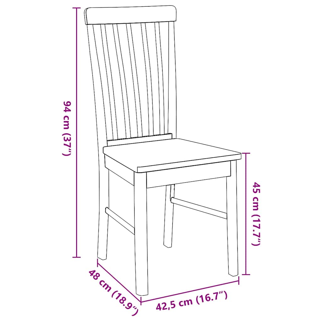 vidaXL Chaises de salle à manger 2 pcs Bois d'hévéa massif