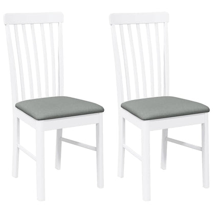 vidaXL Chaises de salle à manger avec coussins 2 pcs Blanc Bois d'hévéa massif