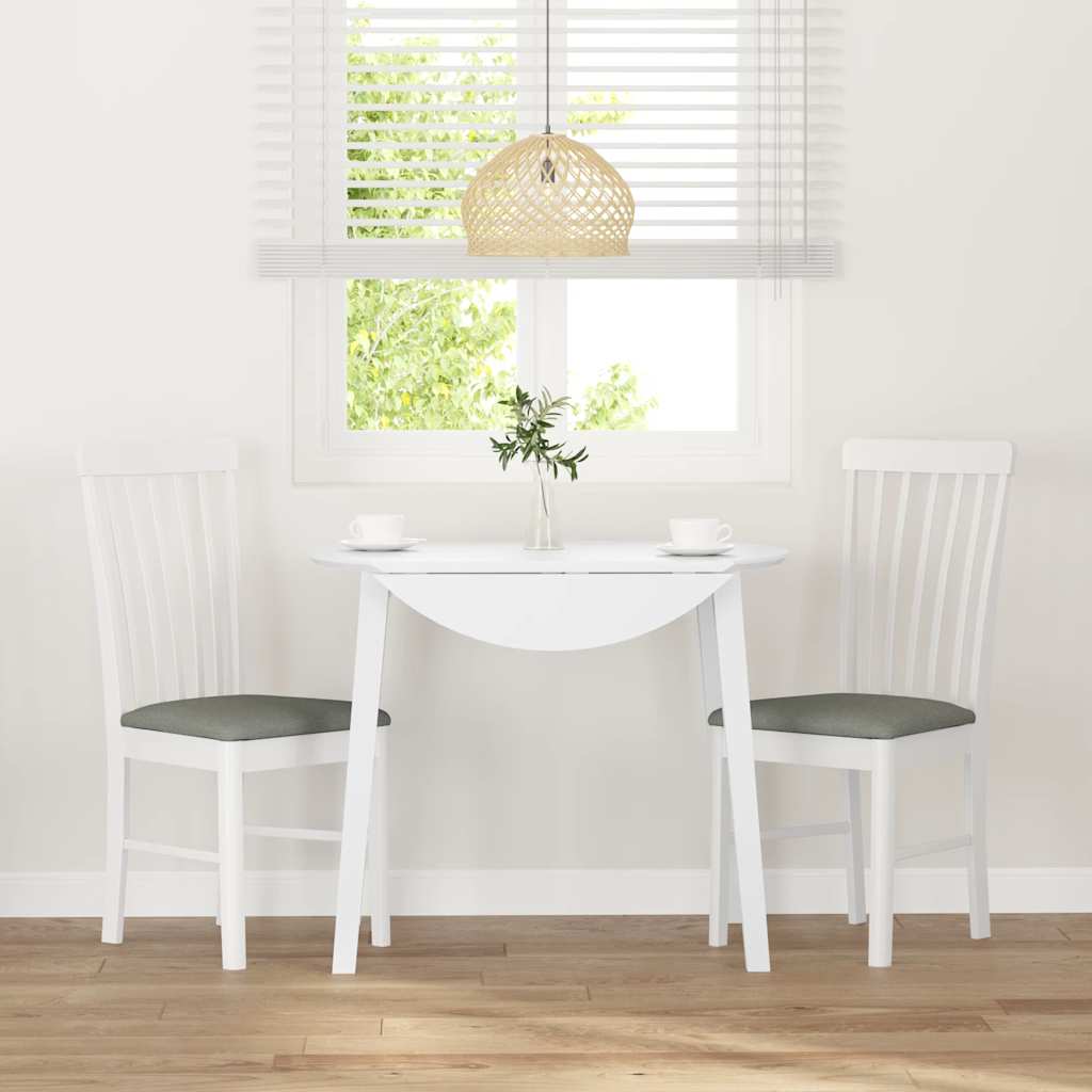 vidaXL Chaises de salle à manger avec coussins 2 pcs Blanc Bois d'hévéa massif