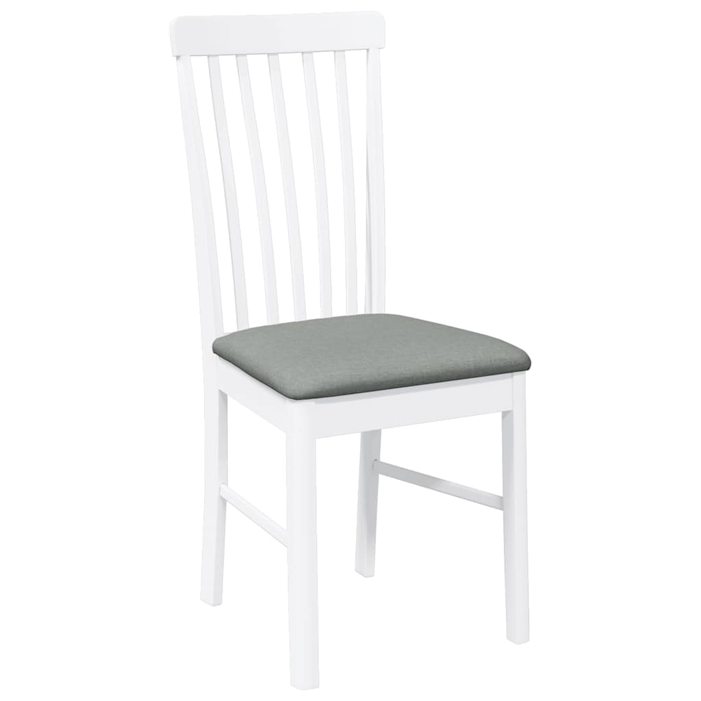 vidaXL Chaises de salle à manger avec coussins 2 pcs Blanc Bois d'hévéa massif