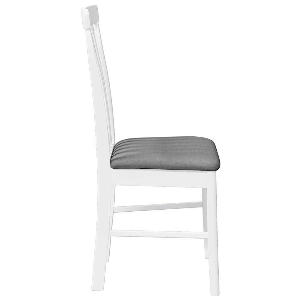 vidaXL Chaises de salle à manger avec coussins 2 pcs Blanc Bois d'hévéa massif