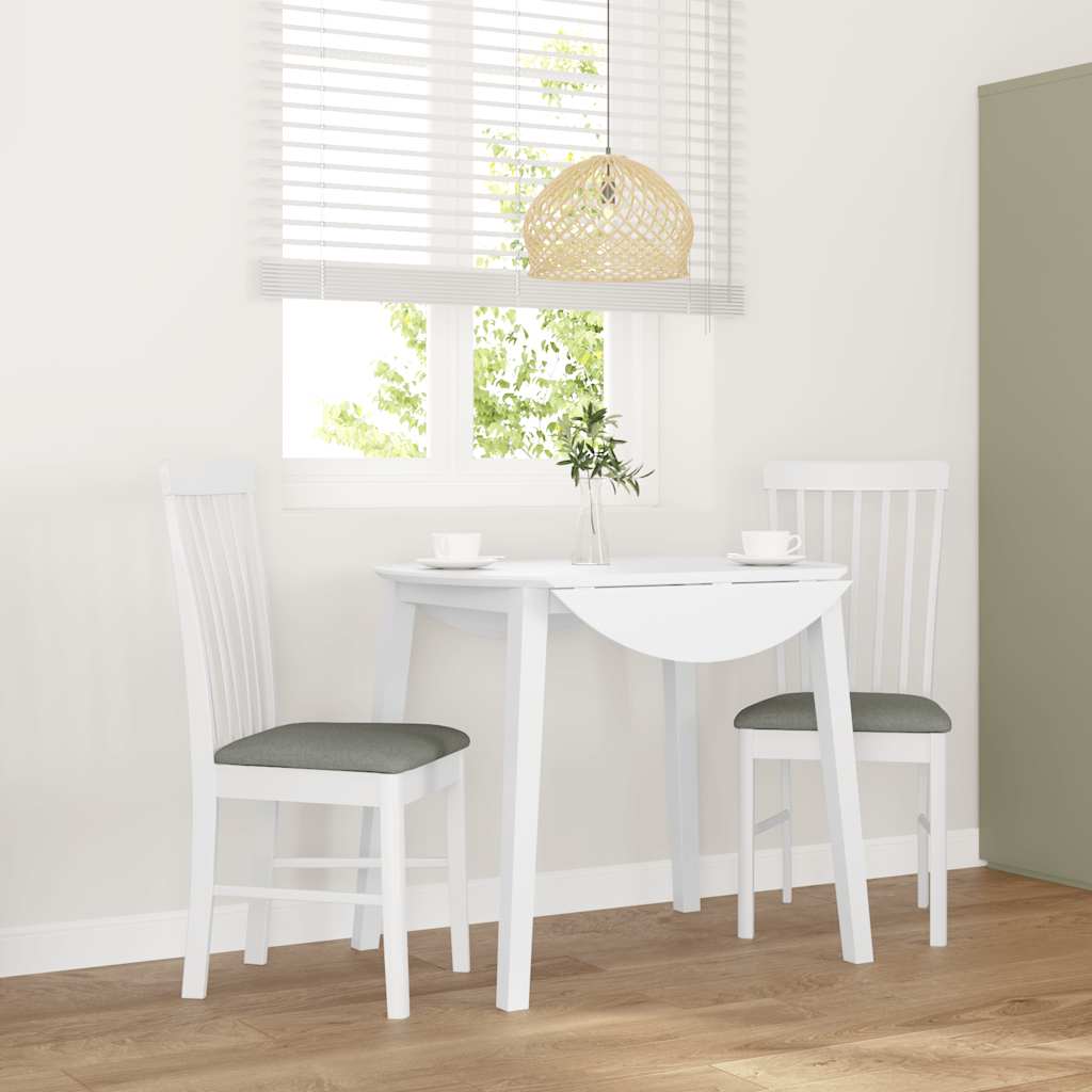 vidaXL Chaises de salle à manger avec coussins 2 pcs Blanc Bois d'hévéa massif