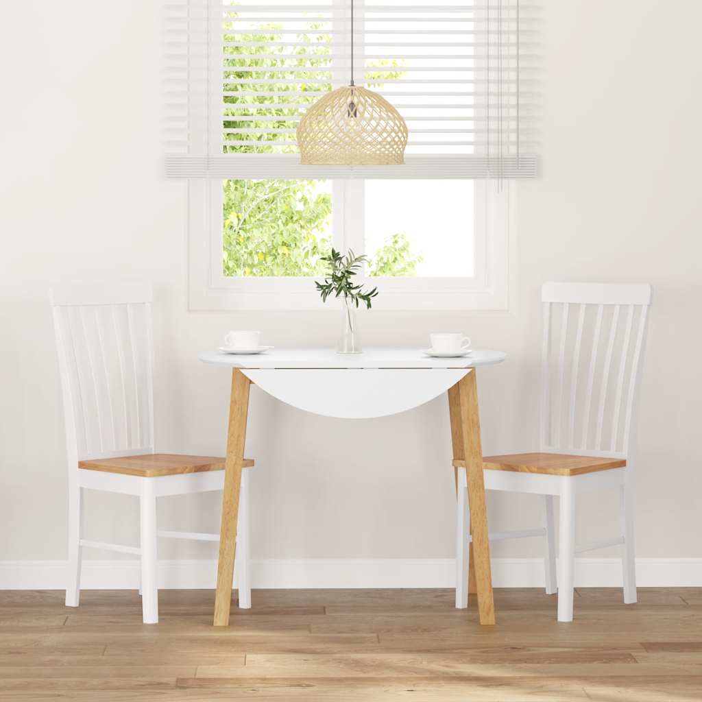 Esszimmerstühle 2 Stk. Weiß Massivholz Gummibaum