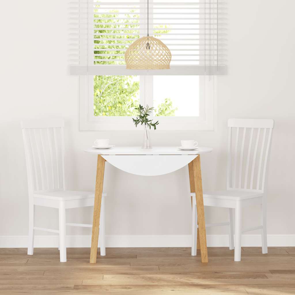 Esszimmerstühle 2 Stk. Weiß Massivholz Gummibaum