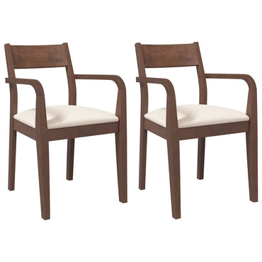 vidaXL Chaises de salle à manger avec coussins 2 pcs Marron Bois d'hévéa massif