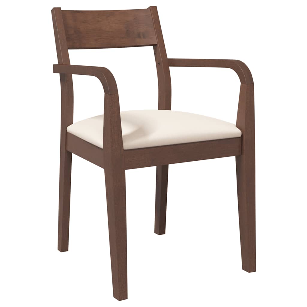 vidaXL Chaises de salle à manger avec coussins 2 pcs Marron Bois d'hévéa massif