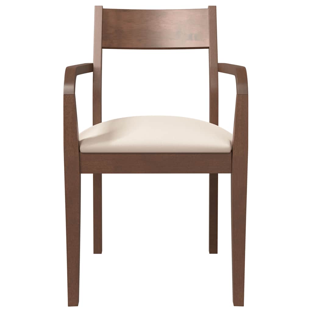 vidaXL Chaises de salle à manger avec coussins 2 pcs Marron Bois d'hévéa massif