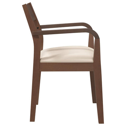 vidaXL Chaises de salle à manger avec coussins 2 pcs Marron Bois d'hévéa massif
