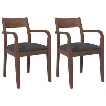 vidaXL Chaises de salle à manger avec coussins 2 pcs Marron Bois d'hévéa massif