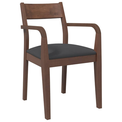 vidaXL Chaises de salle à manger avec coussins 2 pcs Marron Bois d'hévéa massif
