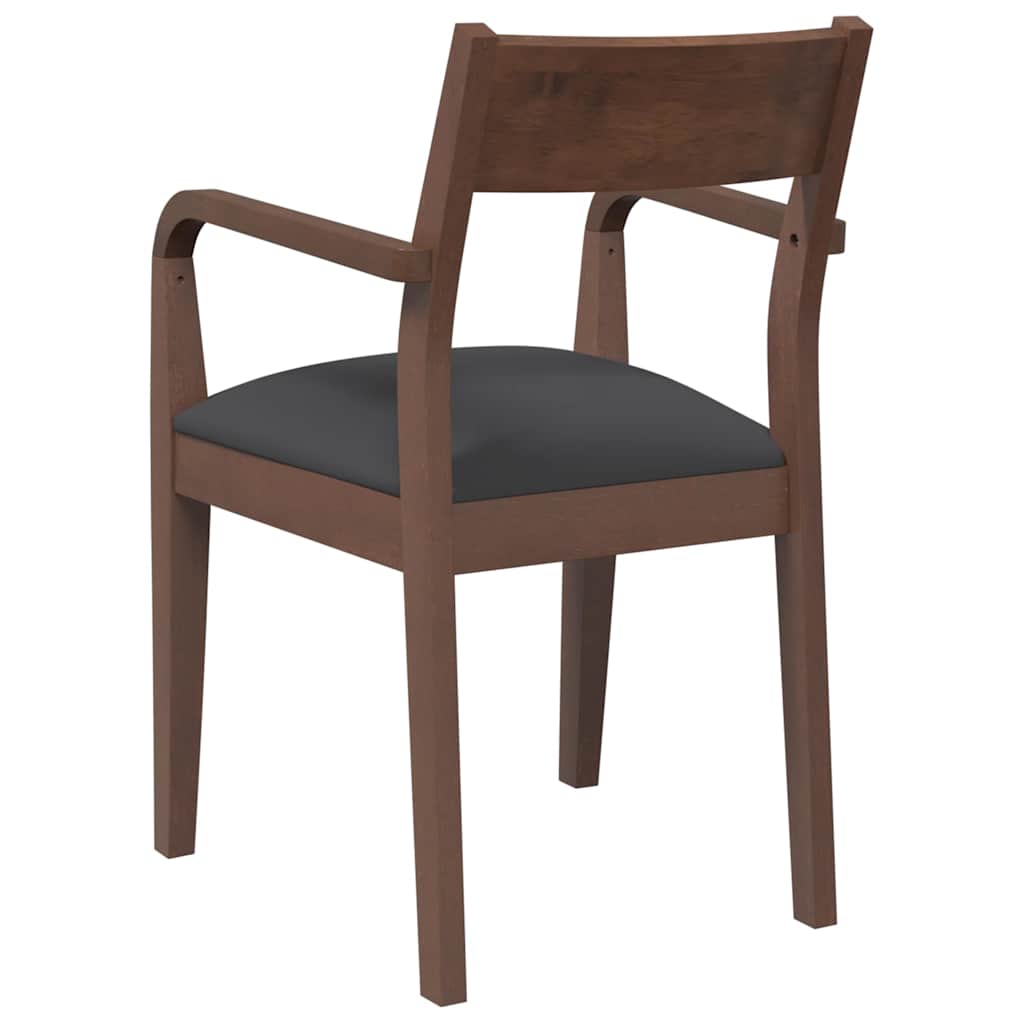 vidaXL Chaises de salle à manger avec coussins 2 pcs Marron Bois d'hévéa massif