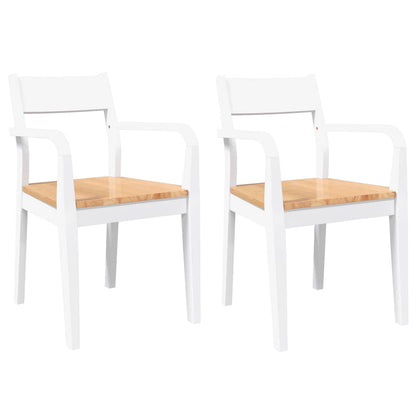 Esszimmerstühle 2 Stk. Weiß Massivholz Gummibaum