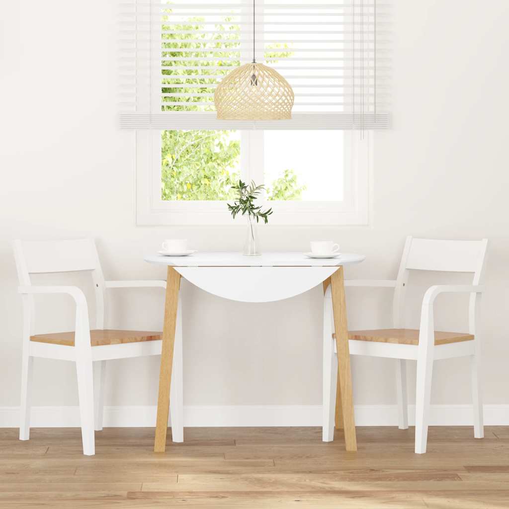 Esszimmerstühle 2 Stk. Weiß Massivholz Gummibaum