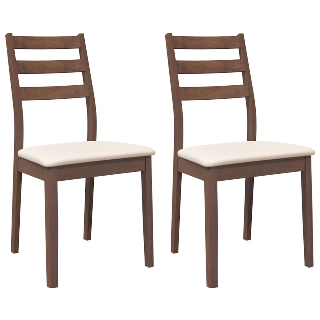 vidaXL Chaises de salle à manger avec coussins 2 pcs Marron Bois d'hévéa massif