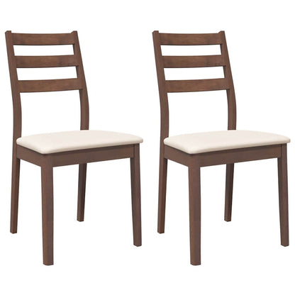 vidaXL Chaises de salle à manger avec coussins 2 pcs Marron Bois d'hévéa massif