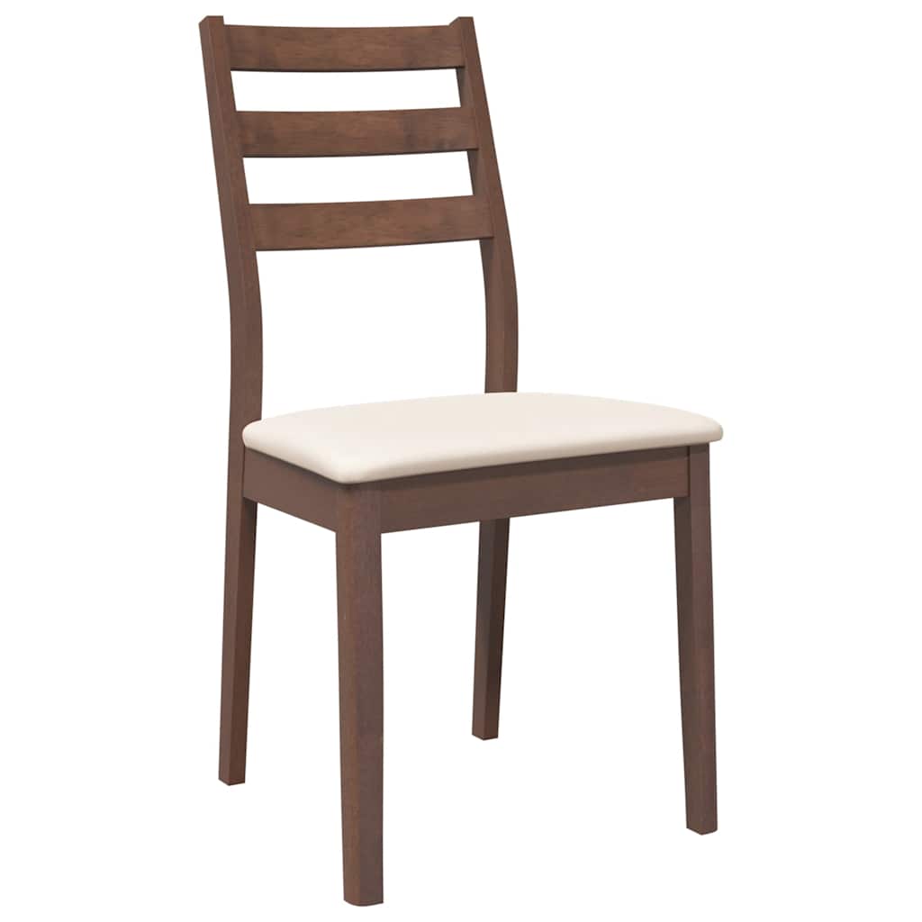 vidaXL Chaises de salle à manger avec coussins 2 pcs Marron Bois d'hévéa massif