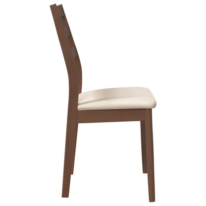 vidaXL Chaises de salle à manger avec coussins 2 pcs Marron Bois d'hévéa massif