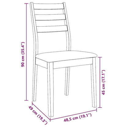 vidaXL Chaises de salle à manger avec coussins 2 pcs Marron Bois d'hévéa massif