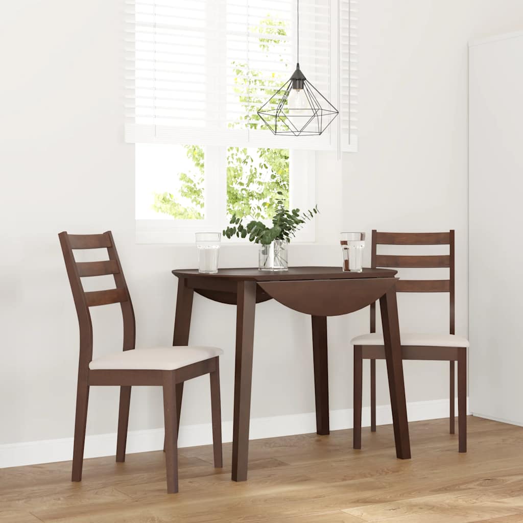 vidaXL Chaises de salle à manger avec coussins 2 pcs Marron Bois d'hévéa massif