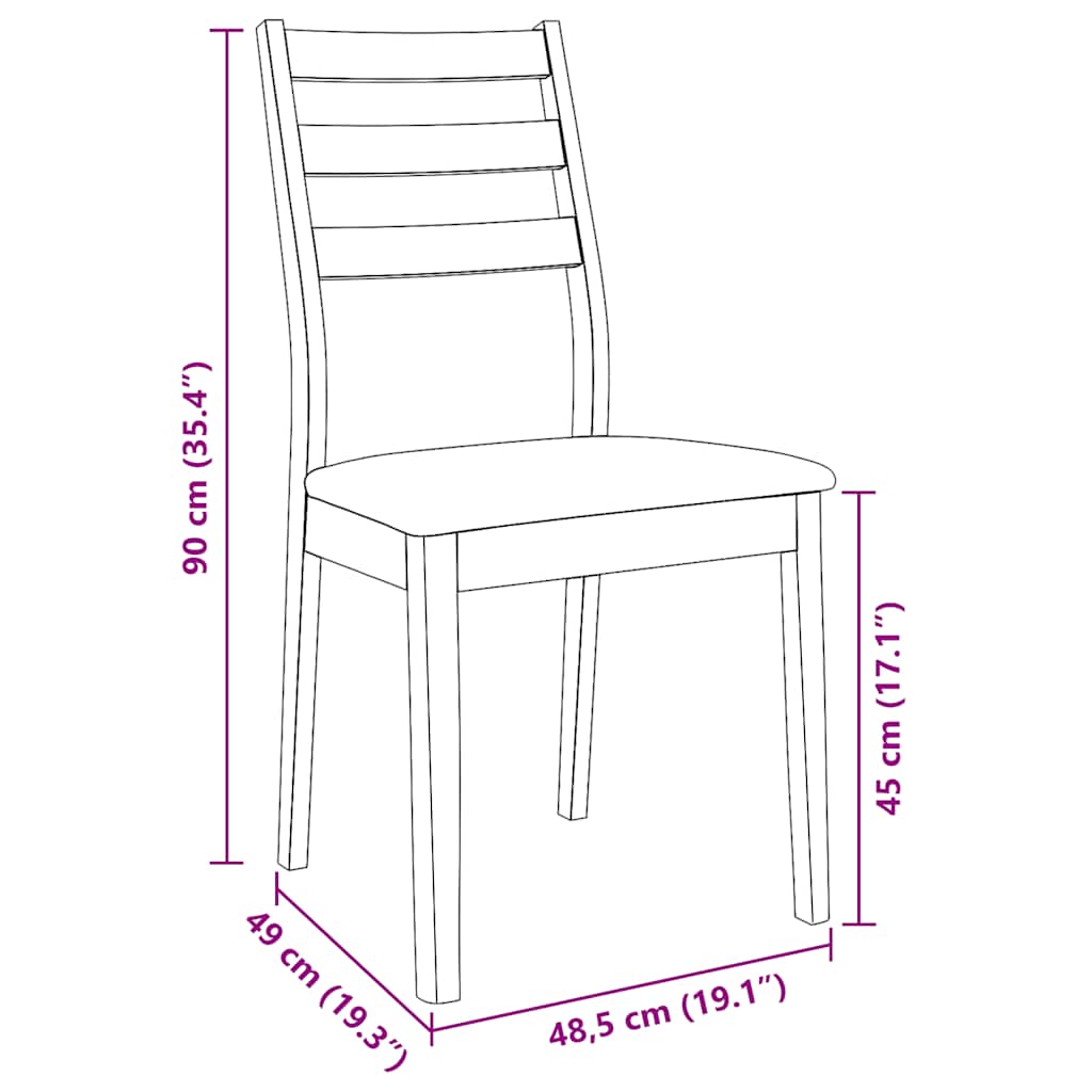 vidaXL Esszimmerstühle mit Kissen 2 Stk. Braun Massivholz Gummibaum