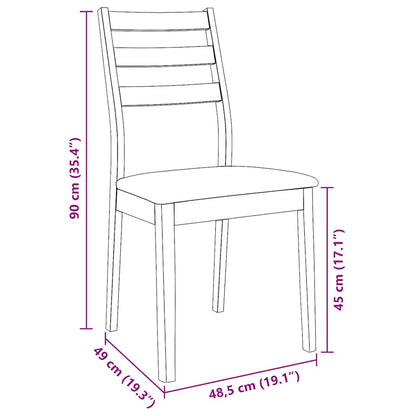 vidaXL Esszimmerstühle mit Kissen 2 Stk. Braun Massivholz Gummibaum