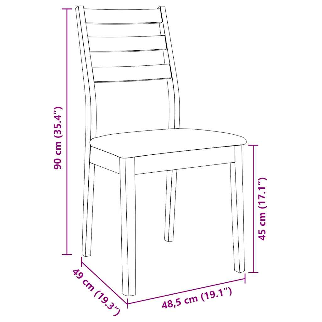 vidaXL Chaises de salle à manger avec coussins 2 pcs. Bois d'hévéa massif naturel