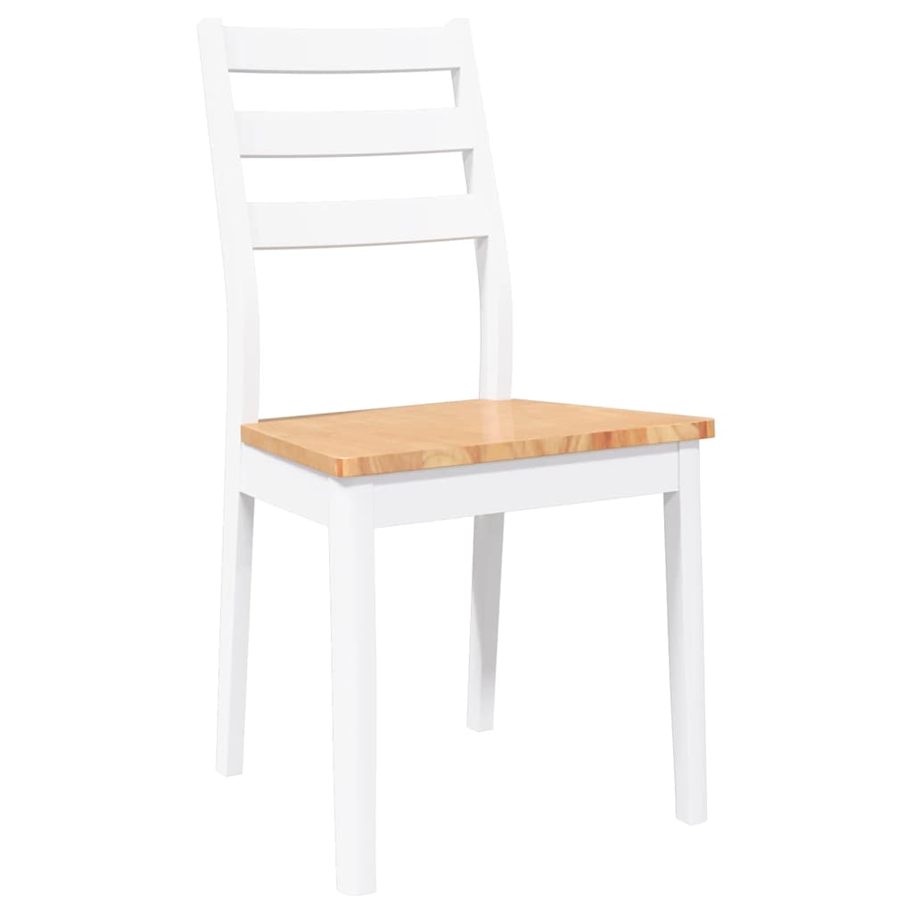vidaXL Esszimmerstühle 2 Stk. Weiß Massivholz Gummibaum