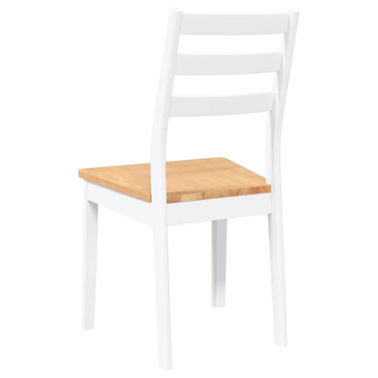 vidaXL Esszimmerstühle 2 Stk. Weiß Massivholz Gummibaum