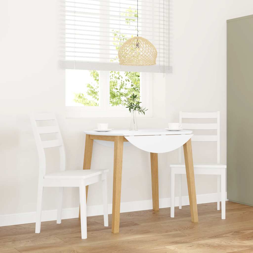 vidaXL Esszimmerstühle 2 Stk. Weiß Massivholz Gummibaum