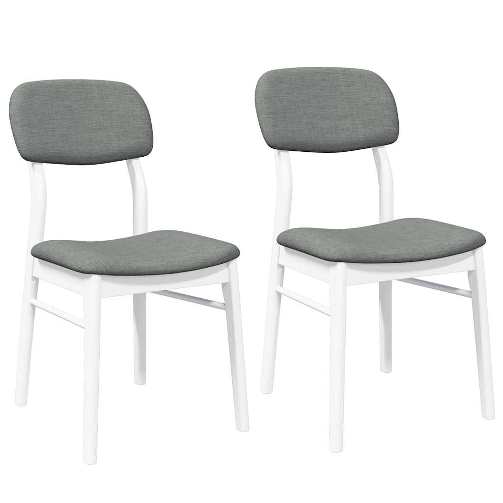 vidaXL Chaises de salle à manger avec coussins 2 pcs Blanc Bois d'hévéa massif