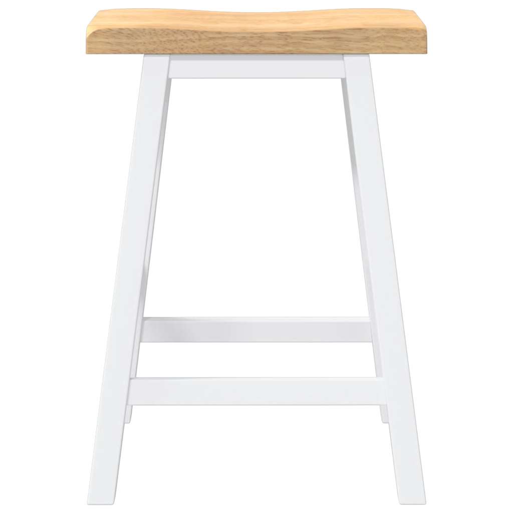 Barhocker 2 Stk. Weiß Massivholz Gummibaum