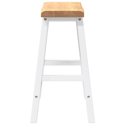 Barhocker 2 Stk. Weiß Massivholz Gummibaum