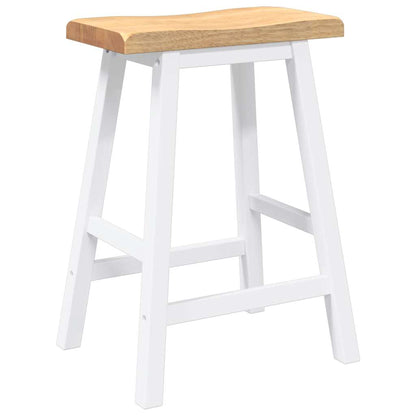 Barhocker 2 Stk. Weiß Massivholz Gummibaum