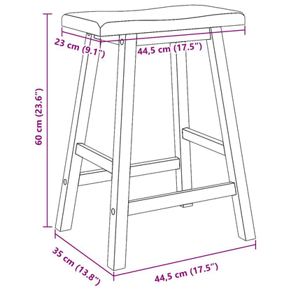 Barhocker 2 Stk. Weiß Massivholz Gummibaum