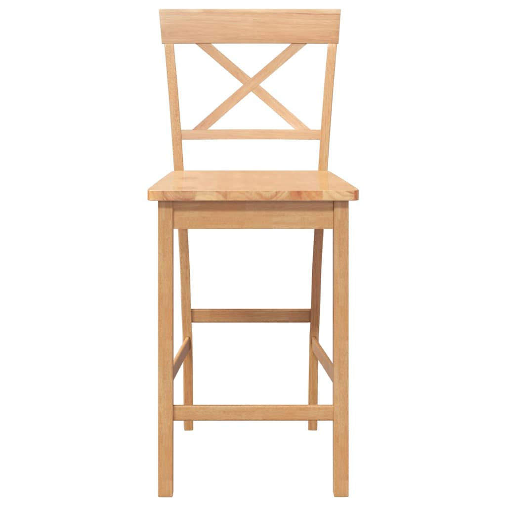 Barhocker 2 Stk. Natur Massivholz Gummibaum