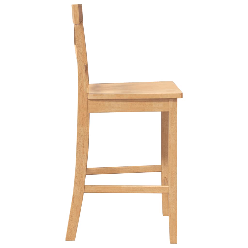 Barhocker 2 Stk. Natur Massivholz Gummibaum