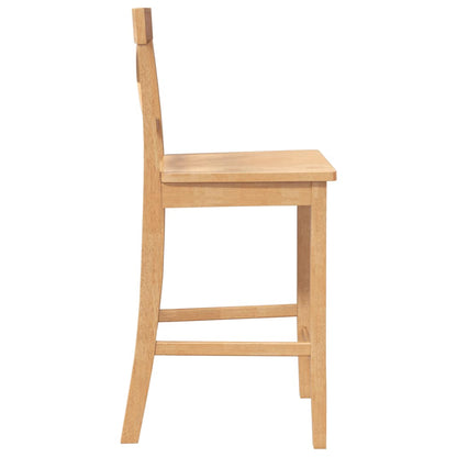 Barhocker 2 Stk. Natur Massivholz Gummibaum