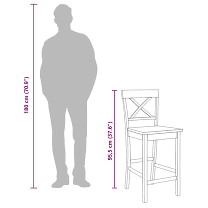 Barhocker 2 Stk. Natur Massivholz Gummibaum