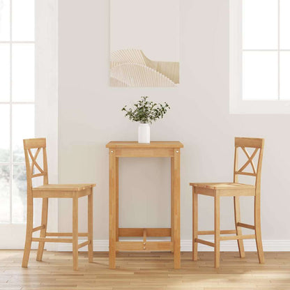 Barhocker 2 Stk. Natur Massivholz Gummibaum