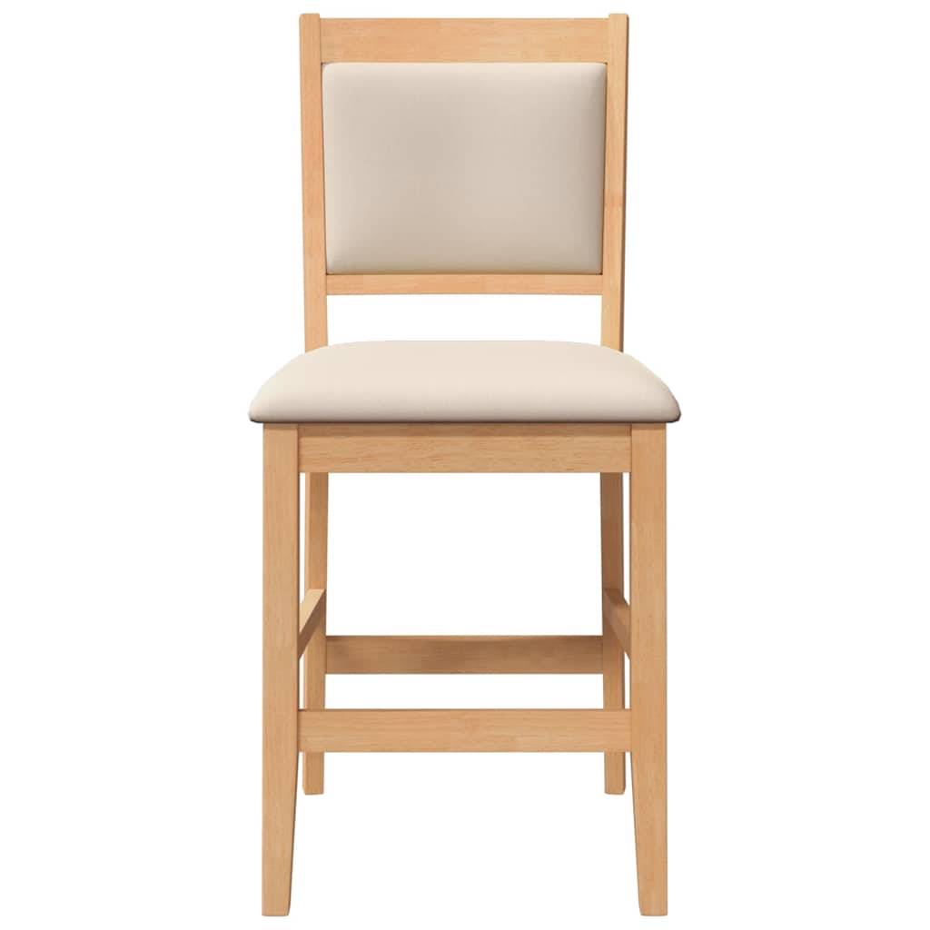 Barhocker mit Kissen 2 Stk. Natur Massivholz Gummibaum