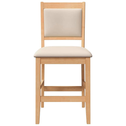 Barhocker mit Kissen 2 Stk. Natur Massivholz Gummibaum