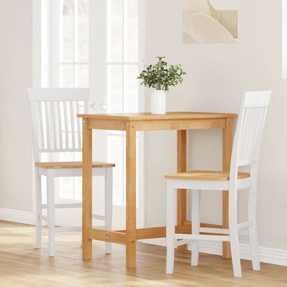 Barhocker 2 Stk. Weiß Massivholz Gummibaum