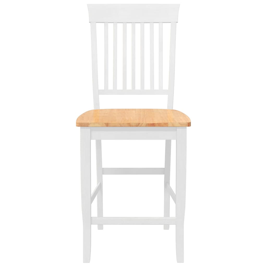 Barhocker 2 Stk. Weiß Massivholz Gummibaum