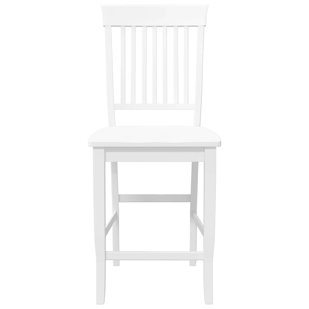 Barhocker 2 Stk. Weiß Massivholz Gummibaum